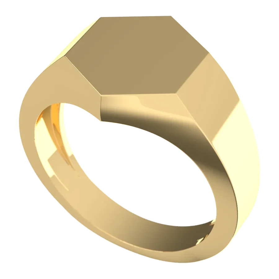 The Bastion signet ring in yellow gold, three-quarter view